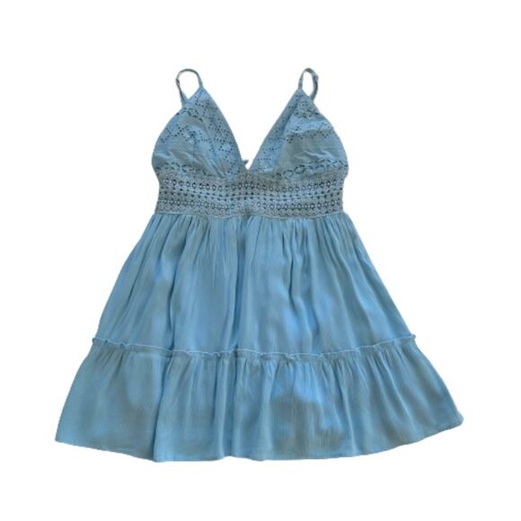 Rebellion Again Dress Sky Blue Lace Spaghetti Straps Summer Mini Size XS NEW - Picture 7 of 12
